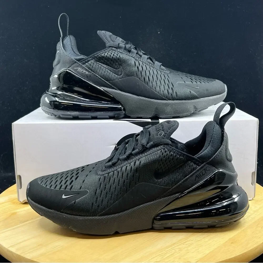 Nike Air Max 270 Triple Black Women's Sneakers Size 8 Black AH6789-006 NEW